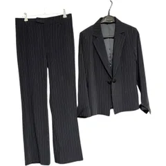 サンローズ SUN ROSE フォーマル ビジネス パンツスーツ セットアップ 40 ダークグレー ストライプ【Z1754】