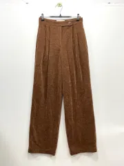 (レディース S) GONGDERINE コーデュロイ ピンタック ワイド スラックス パンツ ブラウン 0205-1