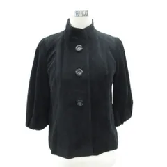 レリアン Leilian ジャケット ミドル丈 9 M 黒 ブラック スタンドカラー 七分袖 /HO6 ■GY61