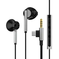 Cプラグ? デュアルプラグ搭載】 Type USB Type + C 【3.5mmプラグ イヤホンマイク インナーイヤー型 マイク付き ハイレゾ 有線 通話可能 音量調整 イヤホン 耳が痛くならない Yangoo 幅広いデバイス対応