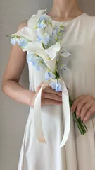 【ブートニア付】ウェディングブーケ　アーティシャルフラワー造花