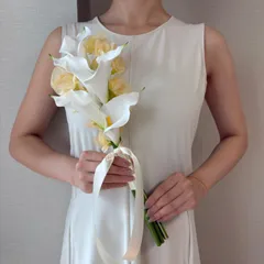 【ブートニア付】ウェディングブーケ　アーティシャルフラワー造花