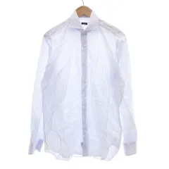 バルバ BARBA 長袖 シャツ 41 白 ホワイト 青 ブルー ストライプ柄 1U66250130L /UO ■GY53