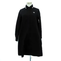 フレッドペリー FRED PERRY ポロシャツワンピース 長袖 ミモレ丈 4 S 黒 ブラック ロゴ刺繍 /HO22 ■GY61