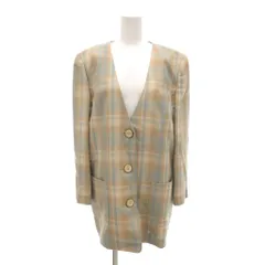 レリアン Leilian ヴィンテージ ジャケット 絹 シルク 13+ マルチカラー チェック柄 ノーカラー /NL ■GY61