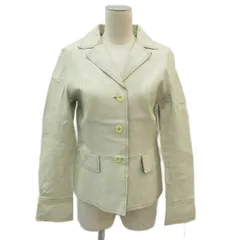 ボールジー BALLSEY トゥモローランド レザージャケット ミドル丈 アイボリー テーラードカラー ステッチデザイン /SM43 ■GY58