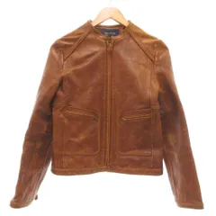 マカフィー MACPHEE トゥモローランド レザージャケット 茶 ブラウン ノーカラー /YJ ■GY61