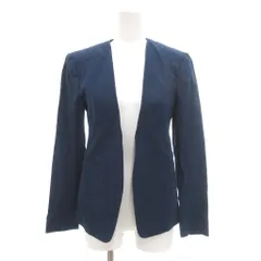 セオリー Theory 美品 ジャケット 0 青 ブルー ノーカラー ボタンレス /NL ■GY60