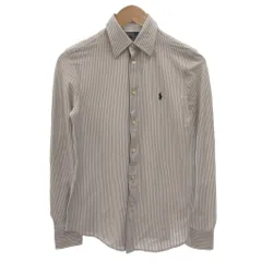 ポロ ラルフローレン POLO RALPH LAUREN 長袖シャツ S 白 ホワイト グレー ボーダー ホース刺繍 /FF ■GY62