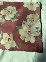 レノマ ヴィンテージ ハンカチーフ /綿麻/フラワーパターン/ミニスカーフ/バンダナ/小物/頭巾