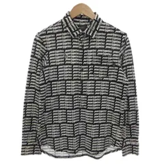 パーリーゲイツ PEARLY GATES ポロシャツ バイカラー 長袖 4 白 ホワイト 黒 ブラック 総柄 ロゴ /FF ■GY62