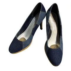  DIANA ダイアナ ラウンドトゥ デニム パンプス レディース 23 1/2【ZK41】