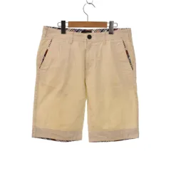 バーバリーブラックレーベル BURBERRY BLACK LABEL ショートパンツ ハーフパンツ ロゴプリント ジッパーフライ 76 白 ホワイト D1R94-537-02