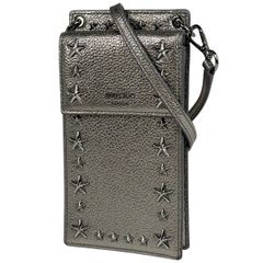 ジミーチュウ JIMMY CHOO ペガシ ショルダーバッグ ロゴ フォンケース ショルダーバッグ レザー シルバー レディース 【中古】