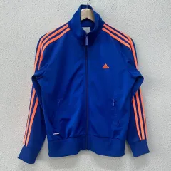 95 アディダス レディース ブルー オレンジ トラックジャージ ジップアップ ジャケット N3203
