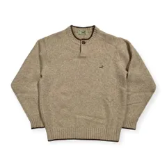 Crocodile クロコダイル ウール 100% ヘンリーネック ニット セーター サイズ M /ベージュ系 紳士 カジュアル