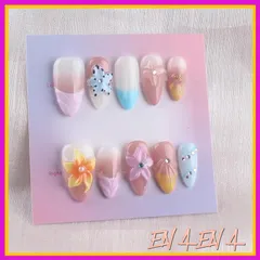 MZCMSL ネイルチッ プ ポイント 10枚入 ネイルシール 光沢 人気 3D 立体 花 手作りネイルチップ 繰り返し使えるM 1