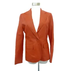 バルマン BALMAIN レザージャケット ミドル丈 9 M オレンジ オープンカラー /HO50 ■GY61