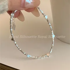 ブレスレット シルバーカラー 銀色 星 スター シンプル 個性的 レディース 二次会 発表会 謝恩会 演奏会 披露宴 結婚式 きれいめ お呼ばれ アクセサリー ハンドジュエリー 韓国系