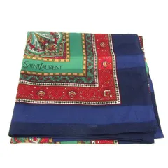 イヴ・サンローラン ショール ストール 未使用 ウール/シルク混 ブランド 日本製 レディース ネイビー YVES SAINT LAURENT 【中古】