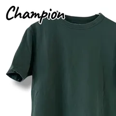 Champion チャンピオン ロゴTシャツ L ダークグリーン 深緑 綿100% 袖ロゴ AUTHENTIC ヘインズブランズジャパン 正規品 定番 クルーネック 半袖 カットソー メンズ レディース ユニセックス ストリート 0001015OC