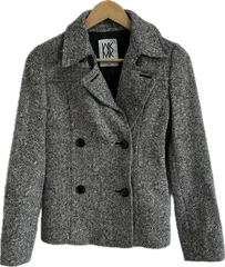  【美品】MICHEL KLEINミッシェルクラン　ピーコート　アウター　ブラックホワイト　レディース　38サイズ【Z1757】