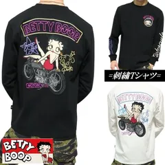 ベティーブープ ベティブープ Tシャツ/ロンT 刺繍 長袖 バイク BETTY BOOP キャラクター メンズ/レディース/ユニセックス ブラック/ホワイト サイズM-L-XL BBN-2601 ネバーマインド
