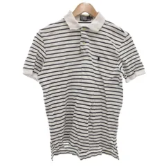 ポロ バイ ラルフローレン Polo by Ralph Lauren ポロシャツ 鹿の子 L 白 ホワイト 紺 ネイビー ボーダー柄 ロゴ刺繍 半袖 /KR ■GY61