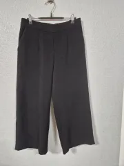 起毛 ウール混ブレンド 8分 ワイド スラックス 77