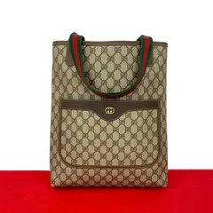 極美品 GUCCI グッチ オールドグッチ ヴィンテージ シェリーライン GG ロゴ 金具 レザー トートバッグ ハンドバッグ ブラウン 239-1