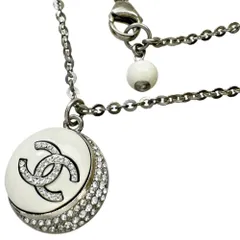 【CHANEL/シャネル】ラインストーン ネックレス ココマーク クリスタルムーン メタル 14.8g 41.5/61cm C22C ホワイト/シルバー レディース 【中古】【真子質店】【GD】
