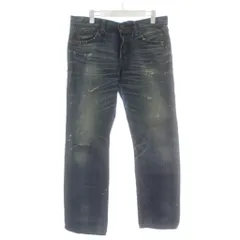 レッドカード RED CARD デニムパンツ ジーンズ ストレート ダメージ加工 ペイント加工 ボタンフライ 31 インディゴ 紺 ネイビー 16850 /XZ ■GY57