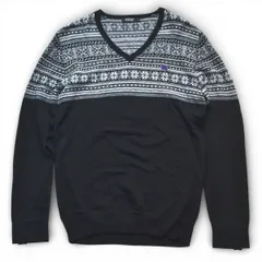 BURBERRY BLACK LABEL バーバリーブラックレーベル ノルディック柄胸ロゴニット セーター サイズ3 メンズ