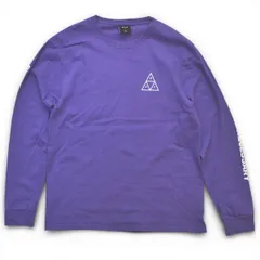 HUF ハフ 長袖Tシャツ ロンT スリーブロゴ サイズL パープル ストリート バックプリント メンズ