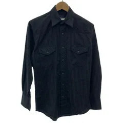 【中古】Wrangler　ストライプシャツ　ウエスタンシャツ　長袖　トップス　レギュラーカラー　胸ポケット　スナップボタン　アメカジ　古着　/5180