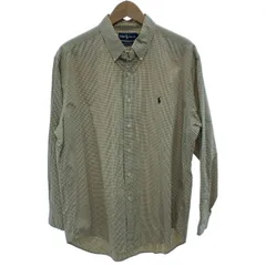 【中古】RALPH LAUREN 　チェックシャツ　長袖　トップス　ボタンダウン　ワンポイント　スモールポニー　刺しゅう　オーバーサイズ　古着　/1552