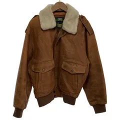 LEATHER　レザージャケット　襟ボア　無地　フルジップ　フロントポケット　古着