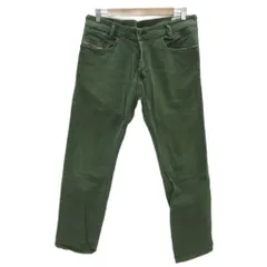 ディーゼル DIESEL IAKOP カラーデニムパンツ ジーンズ ストレートパンツ W34 カーキ ボタンフライ ロング丈 0111D /YS14 ■GY61