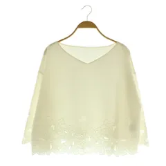 グレースコンチネンタル GRACE CONTINENTAL フラワーカットワークトップ ブラウス シルク混 七分袖 プルオーバー 36 ホワイト /MY ■OS