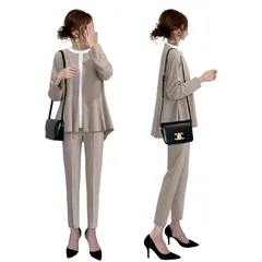 【新品】 [Moerstar] 卒業式 スーツ レディース ママ セットアップ ジャケット スーツ ゆったり お洒落 パンツスーツ シフォン パンツドレス 体型カバー シンプル フォーマル 通勤 普段着 通年3色 3サイズ (JP, アルファベット, S, 0