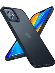 ★TORRAS iPhone 12 用 ケース iPhone 12 Pro 用 ケース 半透明 衝撃吸収 マット感 ストラップホール付き ボタン付属 黄ばみなし レンズ保護 6.1インチ アイフォン ブラック「Guardian Series」