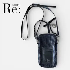 【良品】LANVIN en blue ランバンオンブルースマホショルダー　メッシュ　ブラック