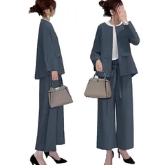 【新品】 [YINGDIE] レディース パンツスーツ ワイドパンツ コート スーツ ロングパンツ ジャケット セットアップ 2点セット フォーマルウェア フォーマル 上下セット ズボン アウター オフィスウェア セレモニー ママ母 カジュアル 長袖 春夏秋冬