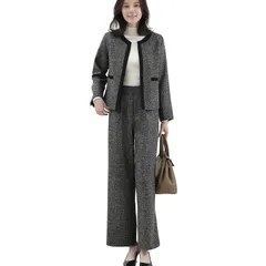 【新品】 [Ｓｕｅｅｙａ] スイーヤ スーツ レディース セットアップ パンツス一ツ ジャケット ワイドパンツ 杢調 女性 おしゃれ ビジネス 事務服 入学式 卒園式 ママコ一デ フオ一マル オフィス 秋 冬 春 0