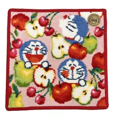 FEILER(フェイラー) 小物美品  - ピンク×ブルーグレー×マルチ ハンドタオル/ドラえもんフルーツミックス/DORAEMONコラボ