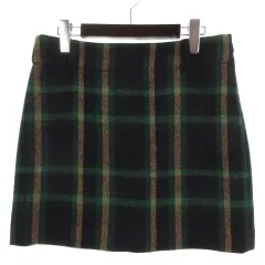 ポロ ラルフローレン POLO RALPH LAUREN チェック スカート ウール 4 グリーン ネイビー 251111E