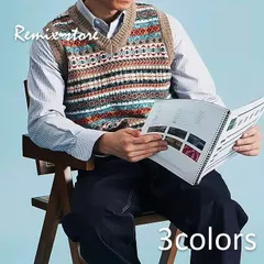 ★暖かい ブリティッシュスタイル フェアアイル 高級 Vネック ウールベスト S〜2XL ヴィンテージ ウール 大きいサイズ 雪柄 ツイード★658のサムネイル