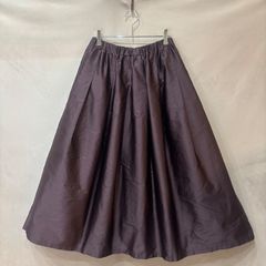 ina リネンソフトワッシャーウエスト紐タックスカート チャコール