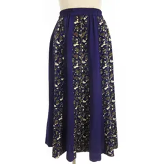 シセンドウ 詩仙堂 HITOSHI TAMURA  イージー スカート ロング フレア ちりめん 総柄 切替 紫 パープル