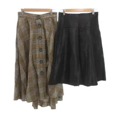ザラ ZARA 2点セット まとめ スカート ひざ丈 フレア チェック柄 S 茶 ブラウン 黒 ブラック /JS